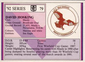 1992 Regina NSW Rugby League #79 David Hosking Back